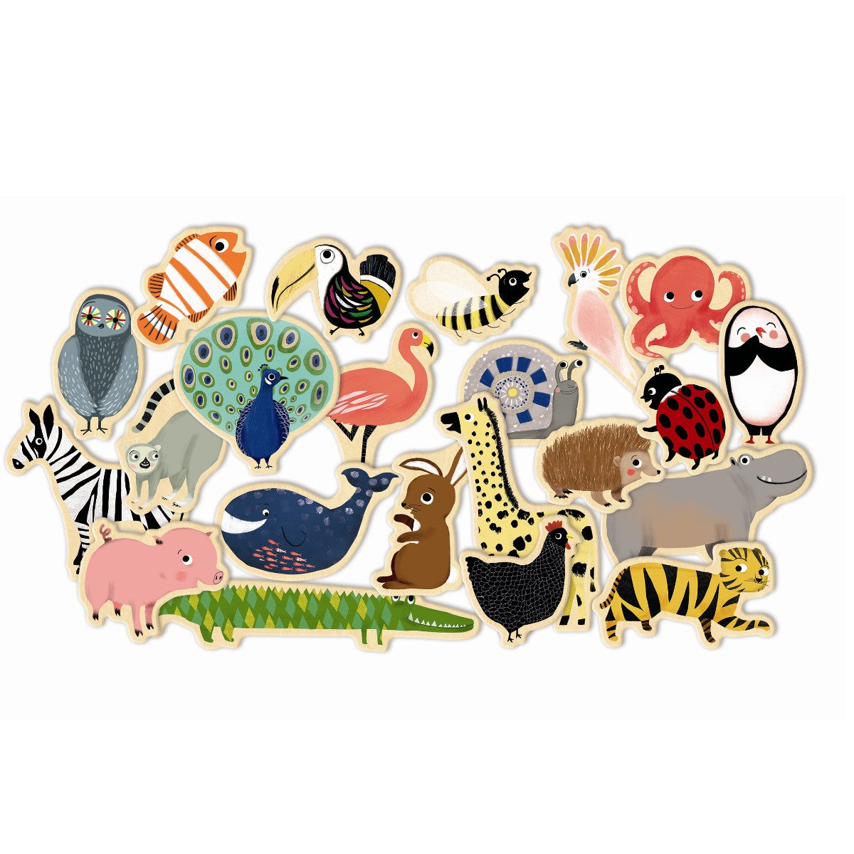 Djeco Magneter i træ, Dyr