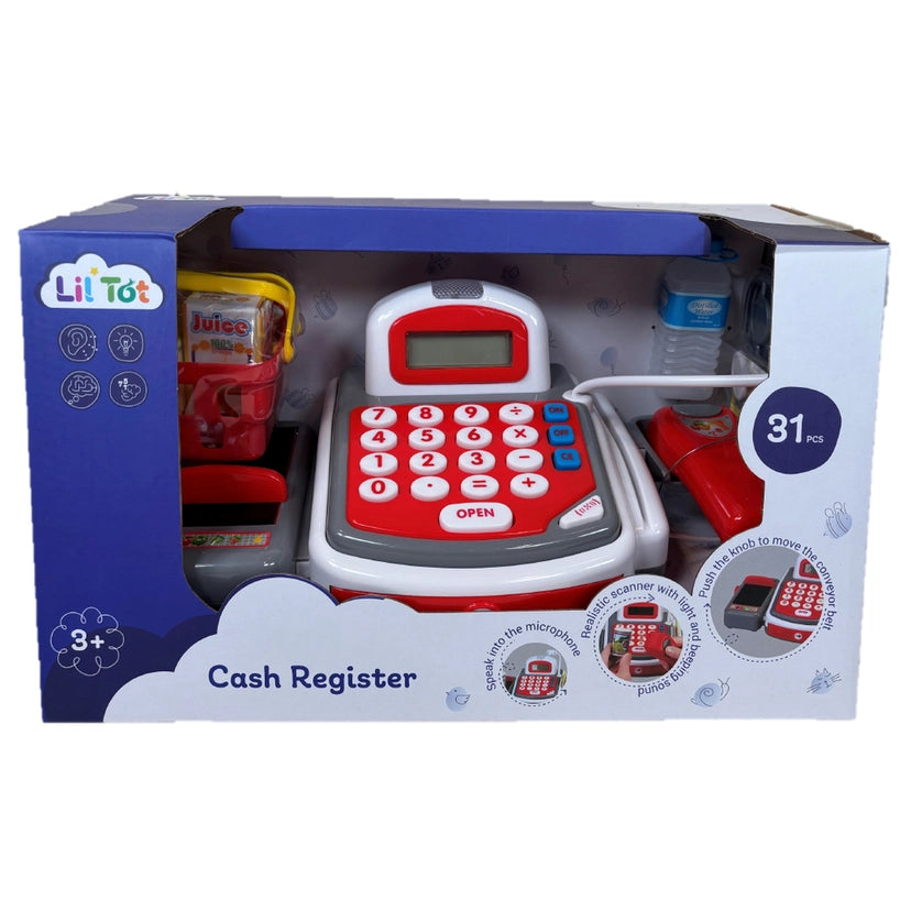 Elektronisk kasseapparat med tilbehør, lys og lyd