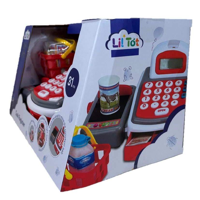 Elektronisk kasseapparat med tilbehør, lys og lyd