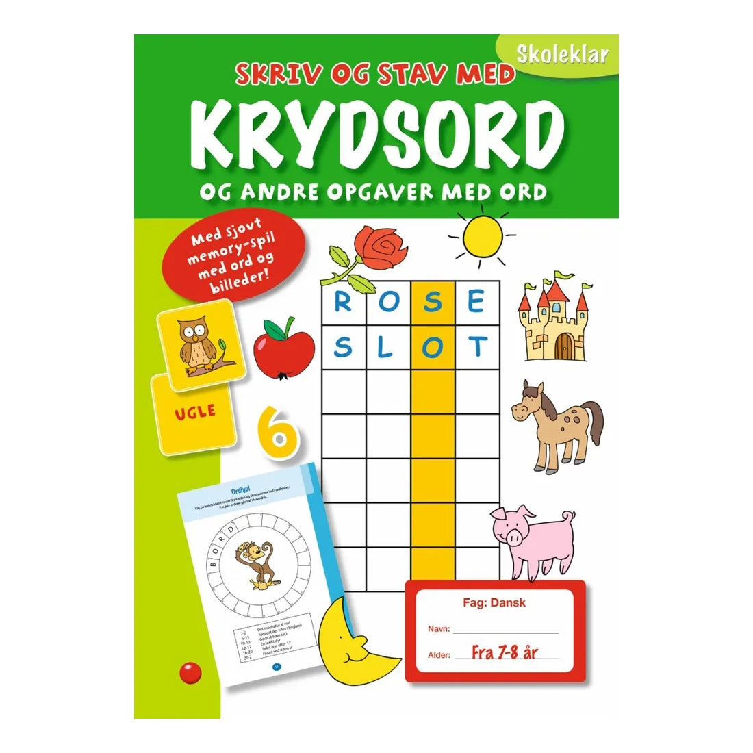 Opgavebog Skoleklar Stav og skriv med krydsord, Fra 7-8 år