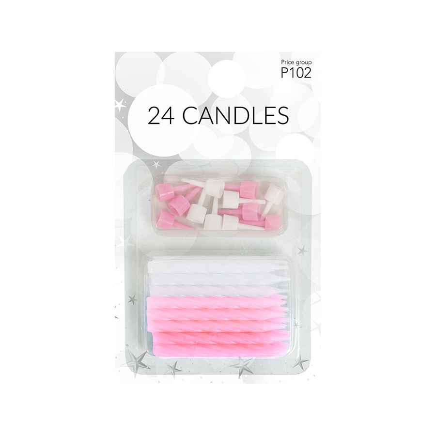 Kagelys 24 stk. Rosa/hvid