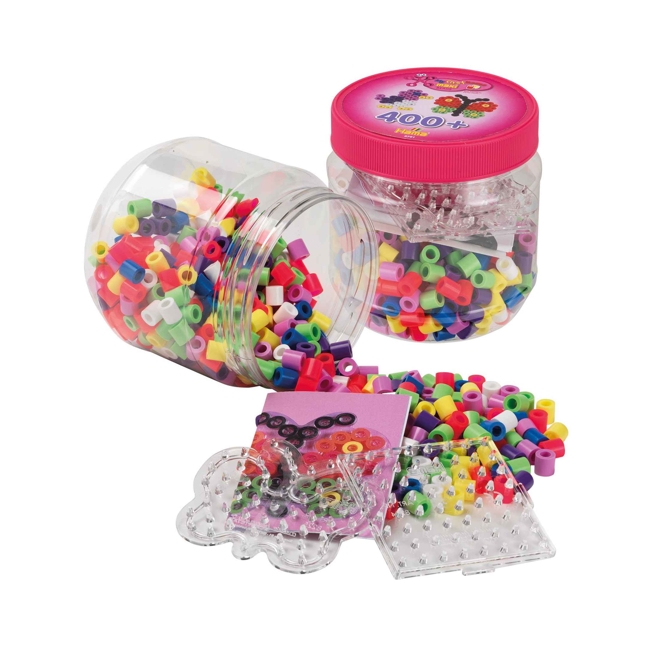 Hama Maxi Perlebøtte 400 stk. Pink 8791