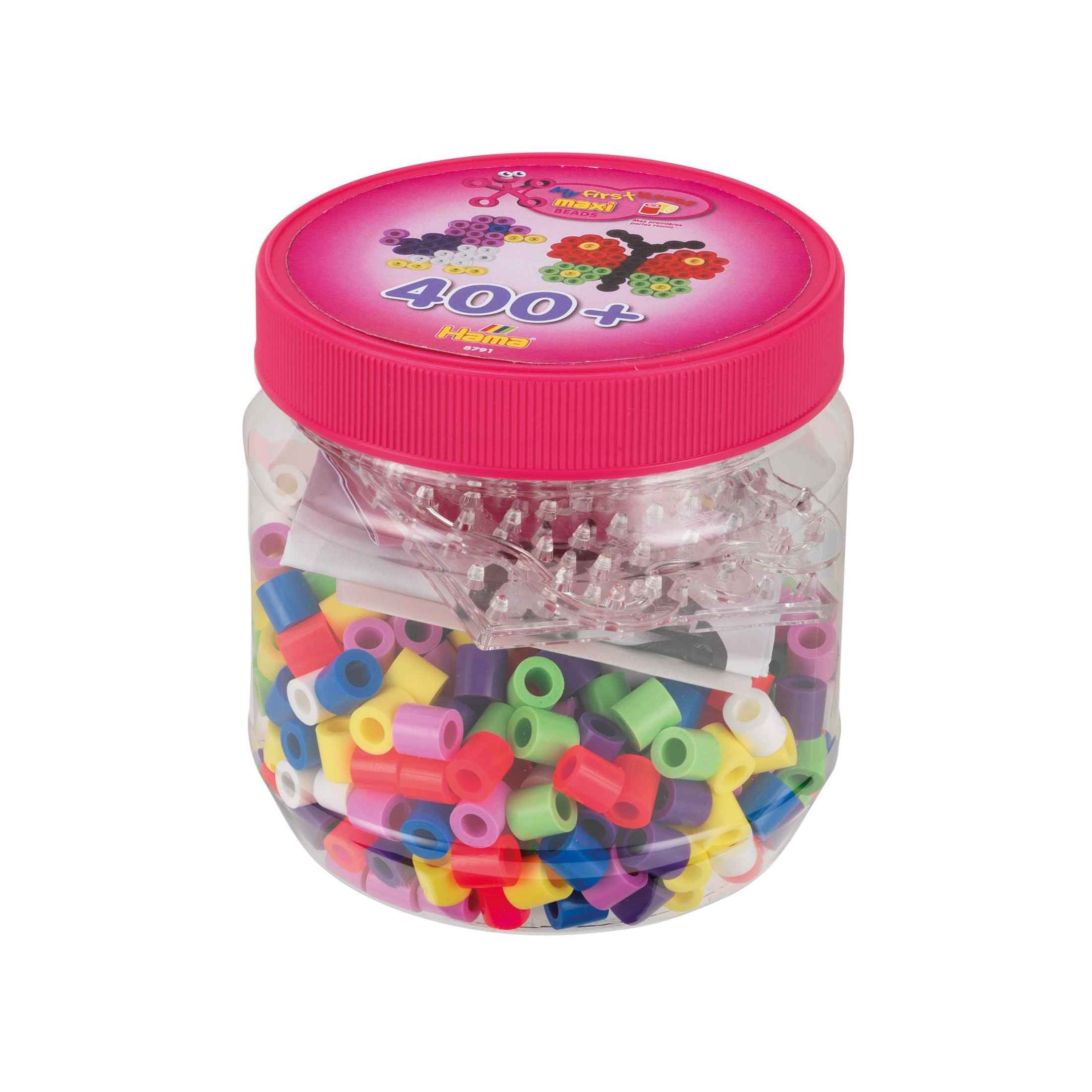 Hama Maxi Perlebøtte 400 stk. Pink 8791