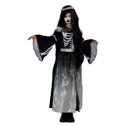 Halloween Kostume str. 7-9 år, Skelet prinsesse
