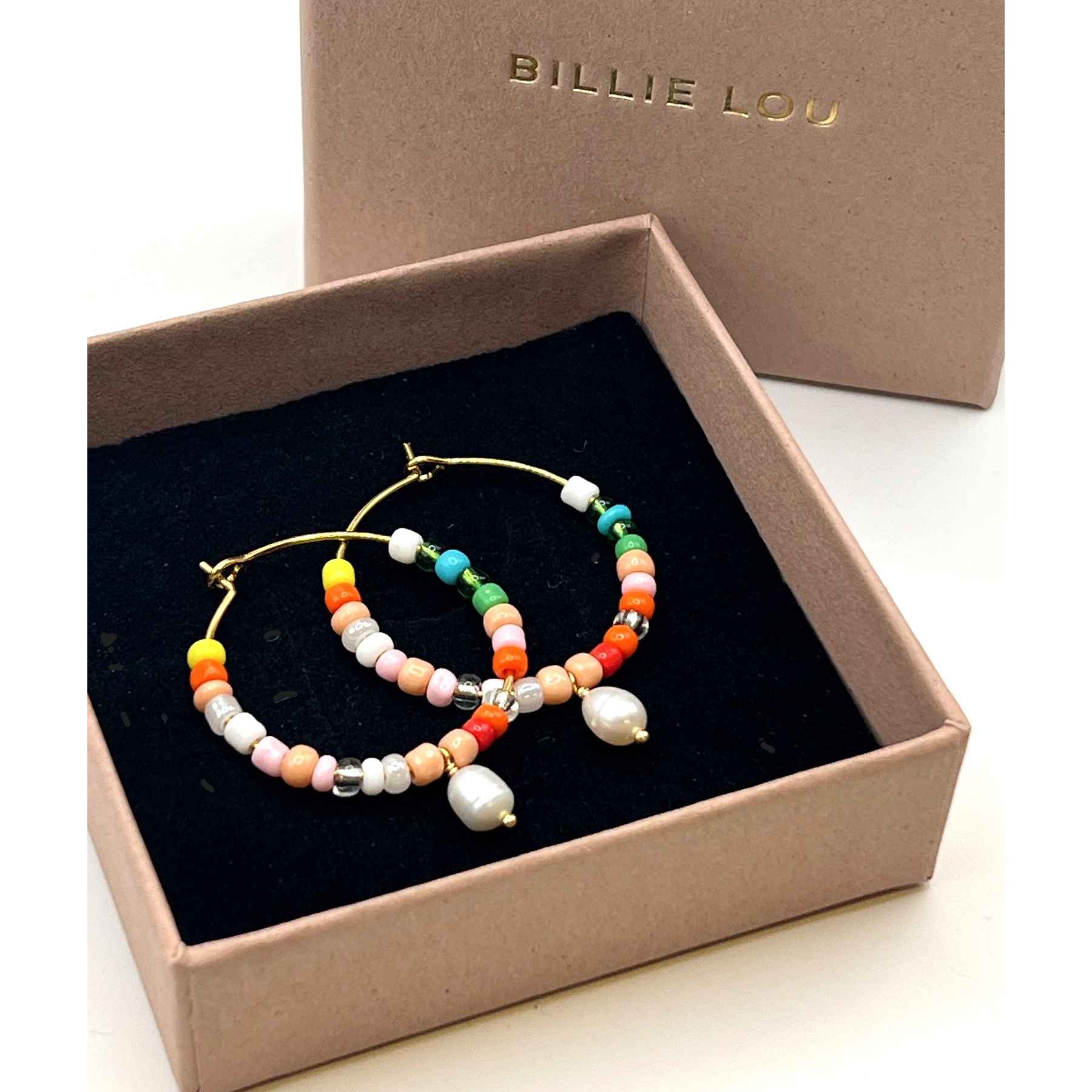 Billie Lou Hoops med farvede glasperler, Pastel