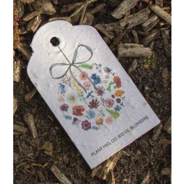 Frøpapir Julegavemærker 5 stk. Blomsterkugle