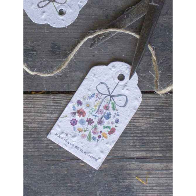 Frøpapir Julegavemærker 5 stk. Blomsterkugle