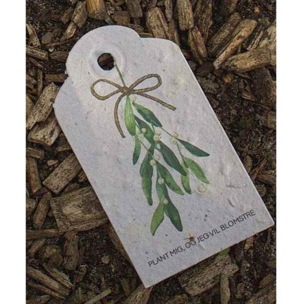 Frøpapir Julegavemærker 5 stk. Mistelten