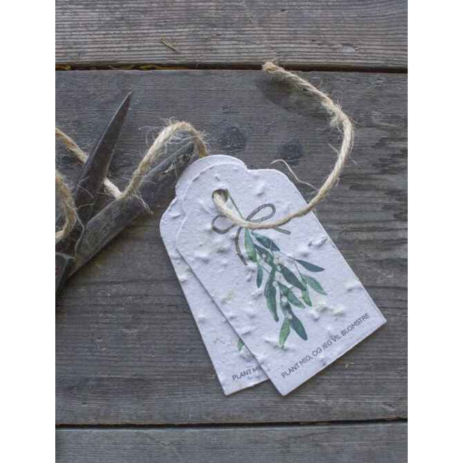 Frøpapir Julegavemærker 5 stk. Mistelten