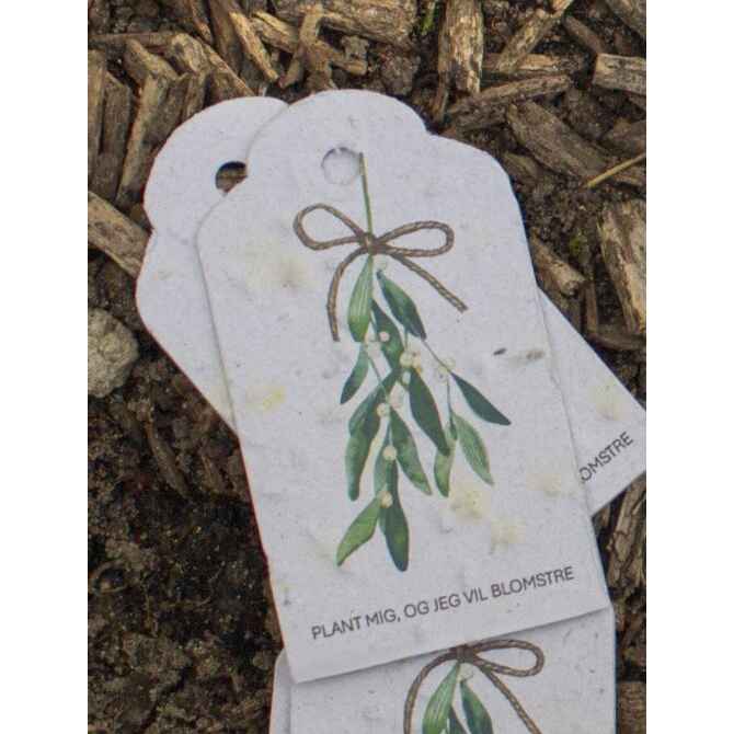 Frøpapir Julegavemærker 5 stk. Mistelten