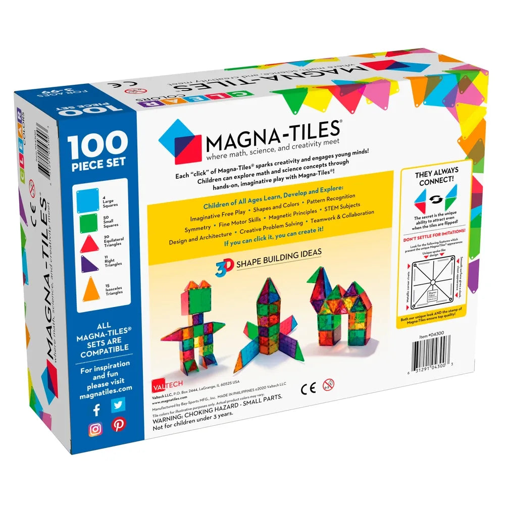 Magna-Tiles Clear Colors Transparent 100 dele