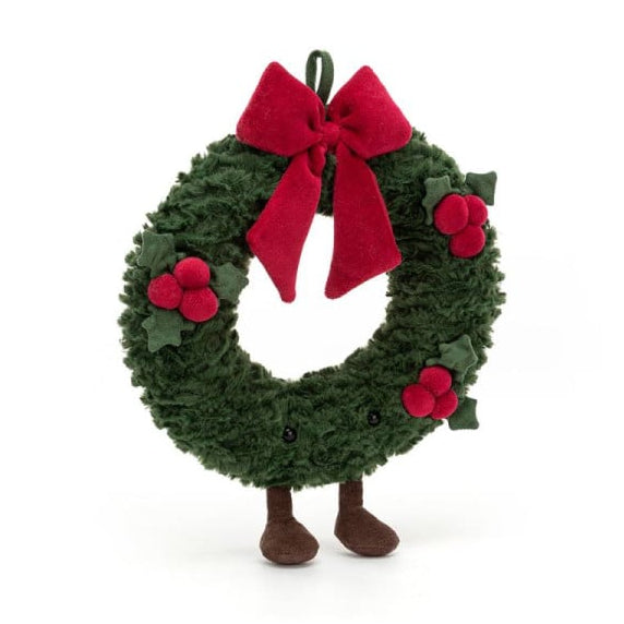 Jellycat Amuseable Wreath, Julekrans med rød sløjfe 27 cm