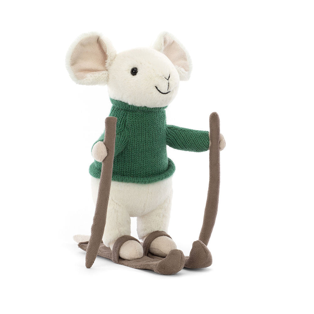 Jellycat Julebamse, Mus på ski 18 cm