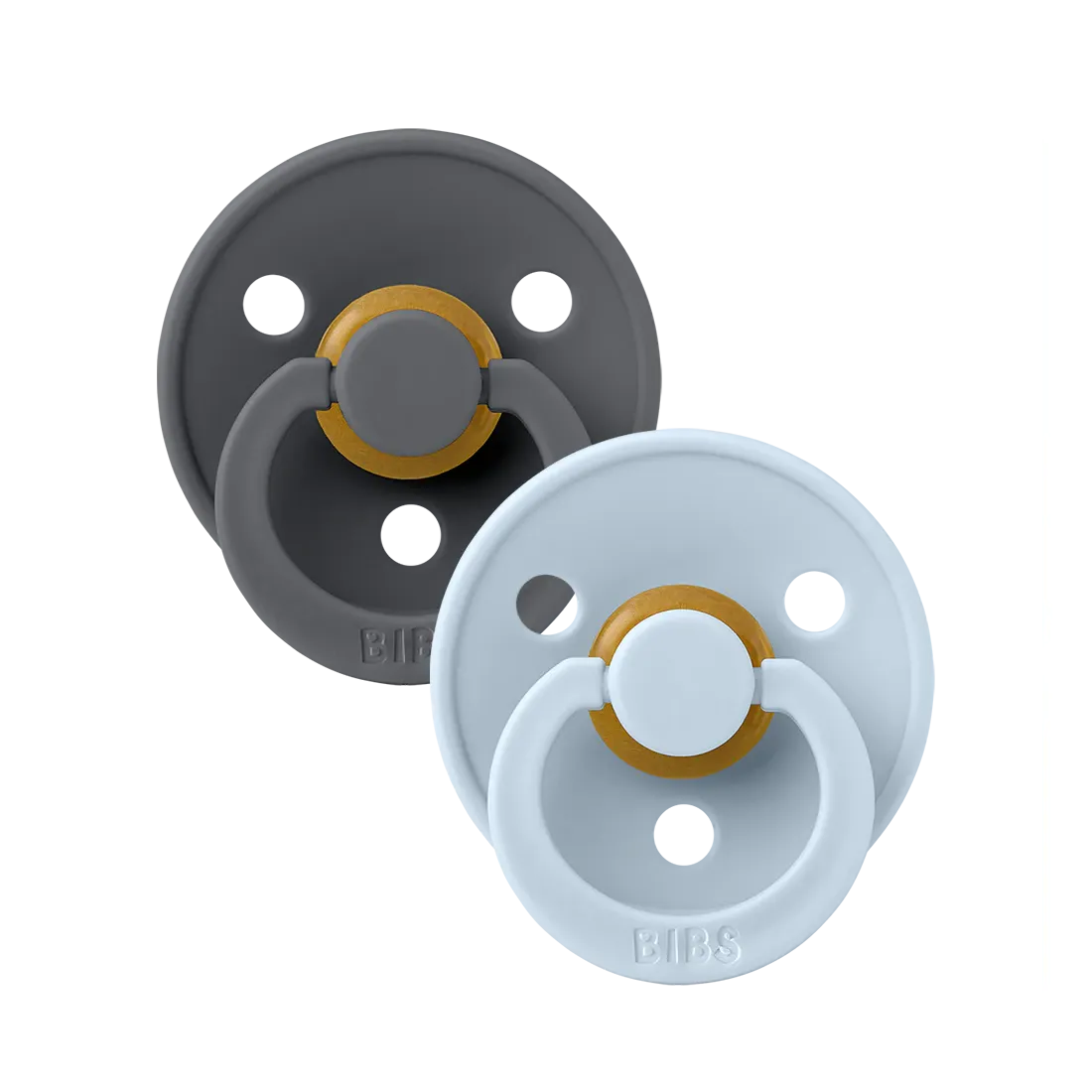 BIBS Colour 2-pak Latexsutter str. 2 (6+ mdr.), Iron/Baby blue