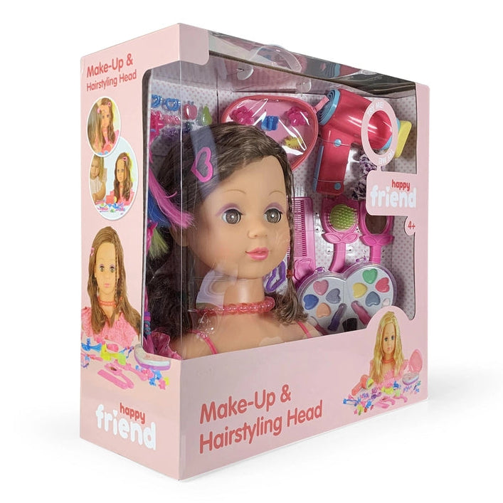 Sminkehoved med brunt hår