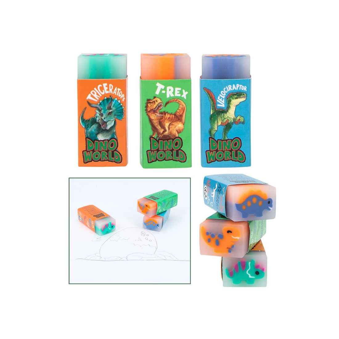 Dino World Viskelæder ass. 1 stk.