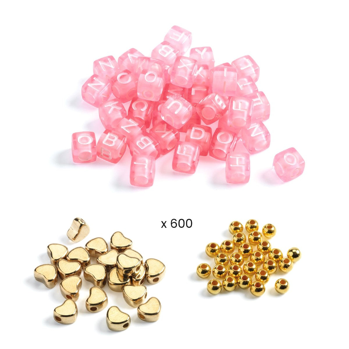 Djeco Kreativ æske med plastperler, Alfabet guld