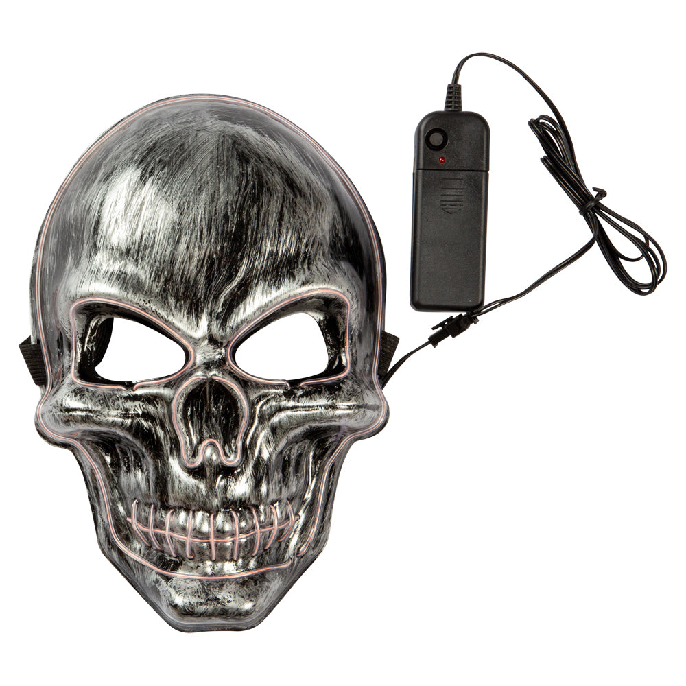 Halloween Kranie maske med hvid LED