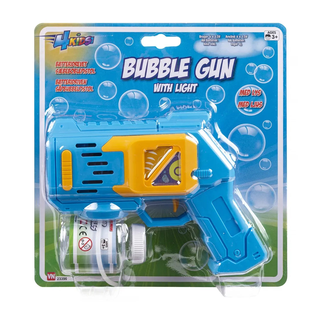 4Kids Sæbeboblepistol med lys og 80 ml sæbevand