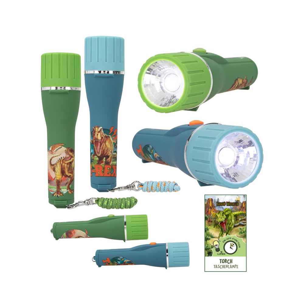 Dino World Lommelygte med timer ass. 1 stk.
