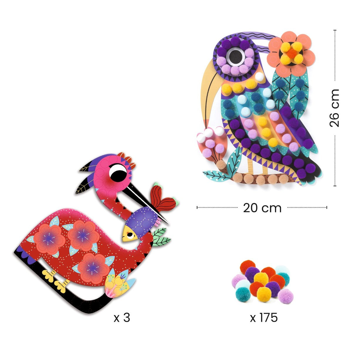 Djeco Kreativ æske, Collage med pompom