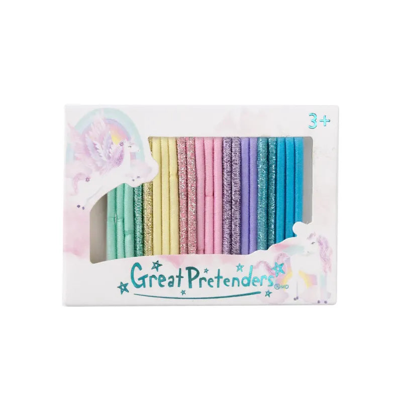 Great Pretenders Æske med hårelastikker 25 stk. Regnbue pastel