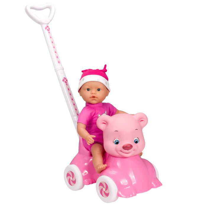 Babywalker bjørn med blød babydukke