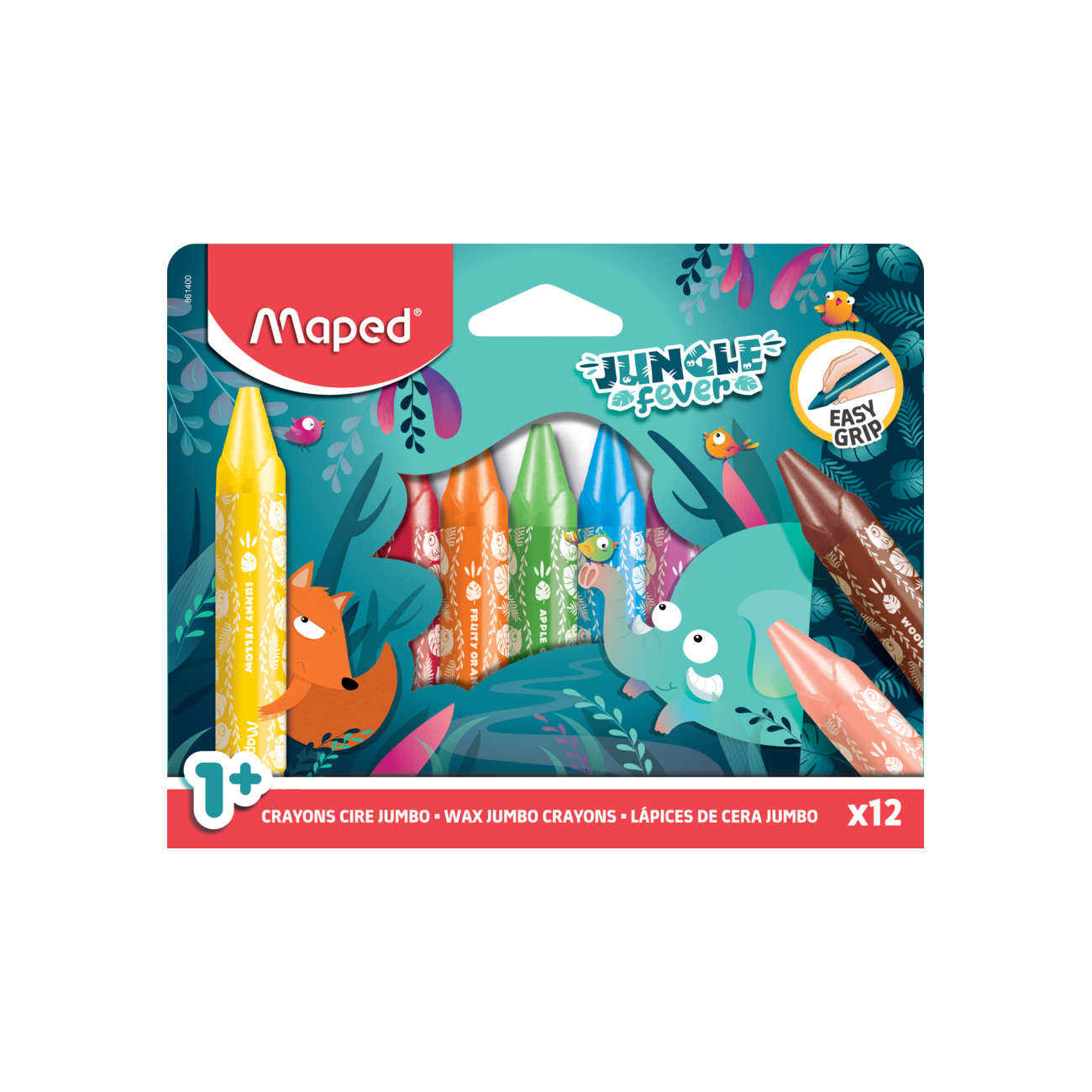 Maped Jungle Fever Voksfarvekridt Jumbo 12 stk.