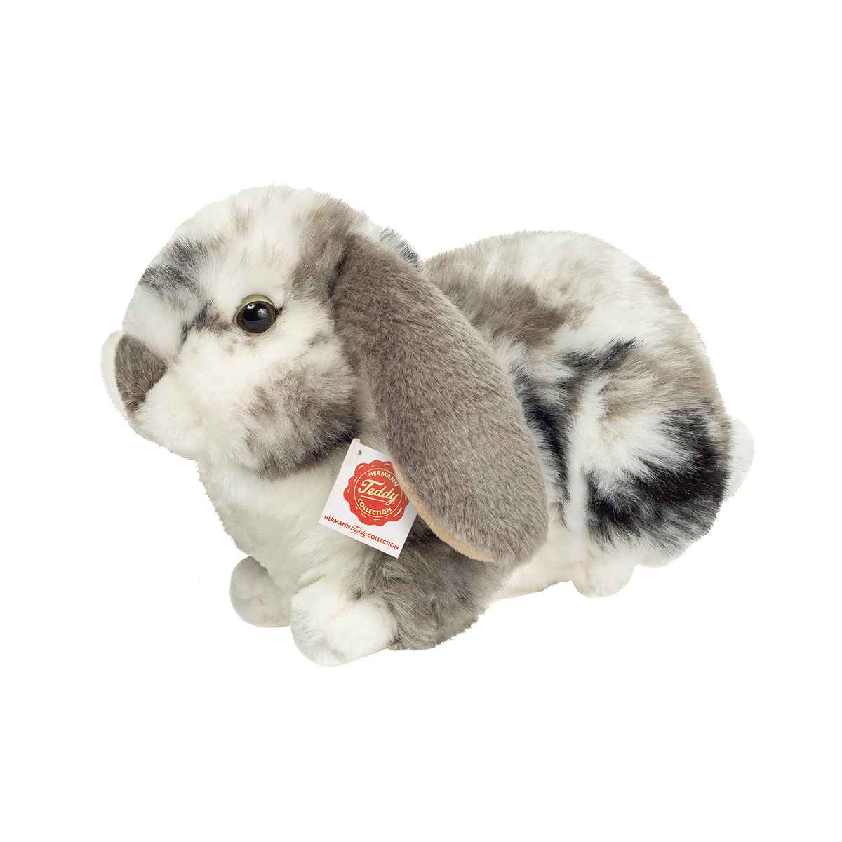 Teddy Hermann Liggende dværgvædder kanin grå/hvid 23 cm