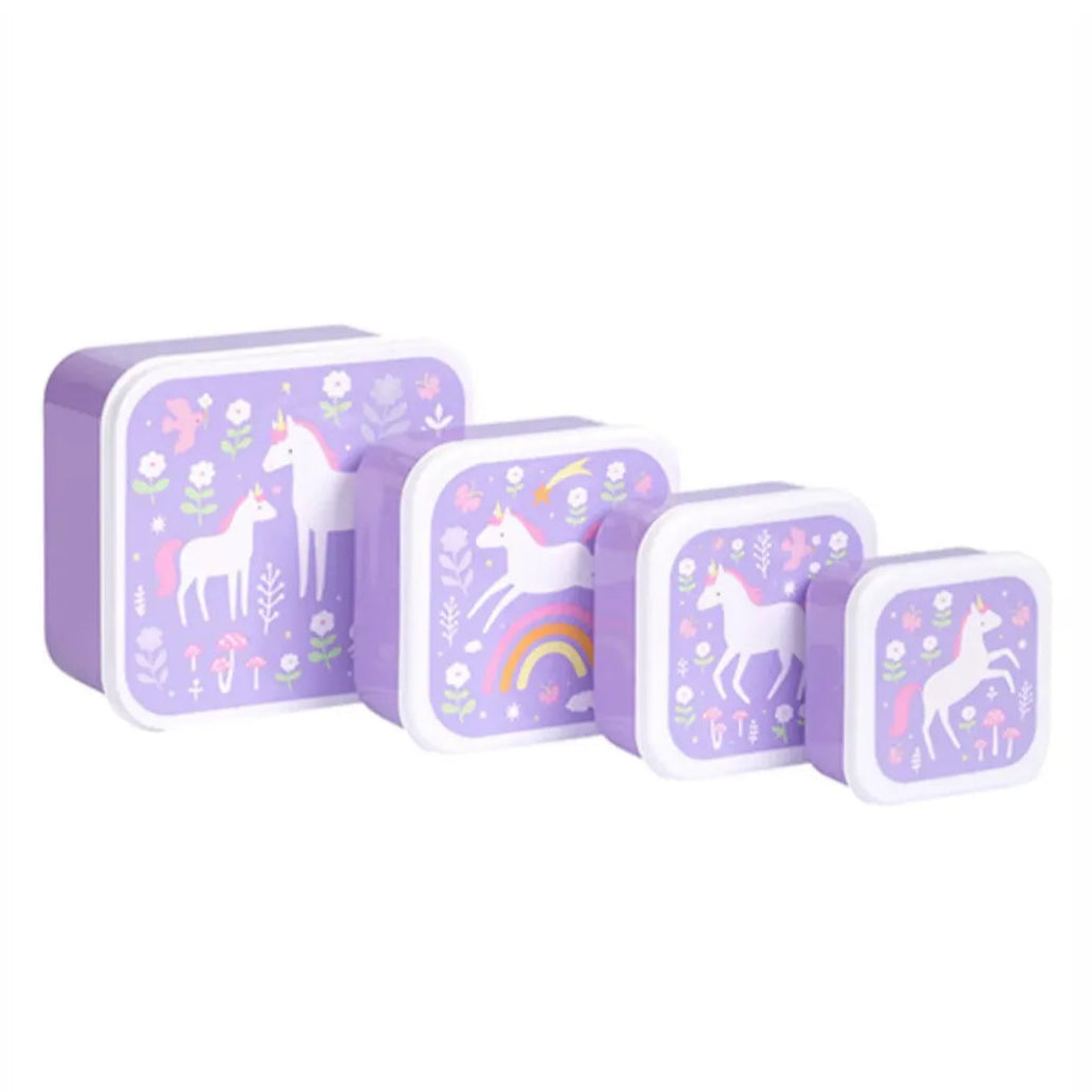 A Little Lovely Company Madkassesæt 4 stk. Unicorn Dreams