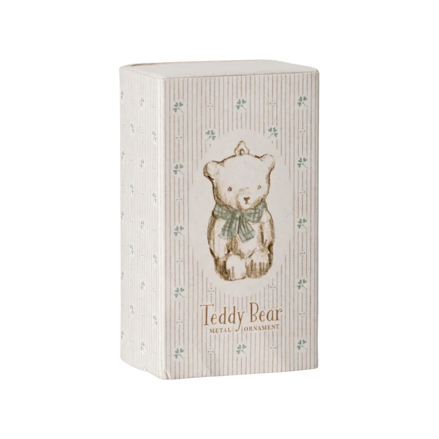 Maileg Ophæng i æske, Bamse Råhvid/blå