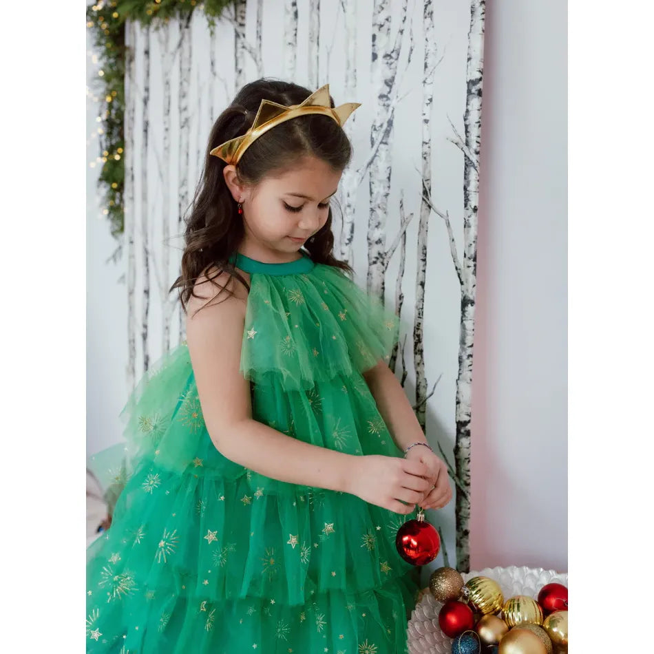 Great Pretenders Juletræskjole med hårbånd str. 5-6 år