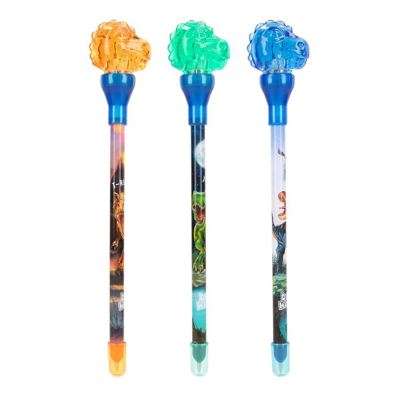 Dino World Kuglepen med lys ass. 1 stk.