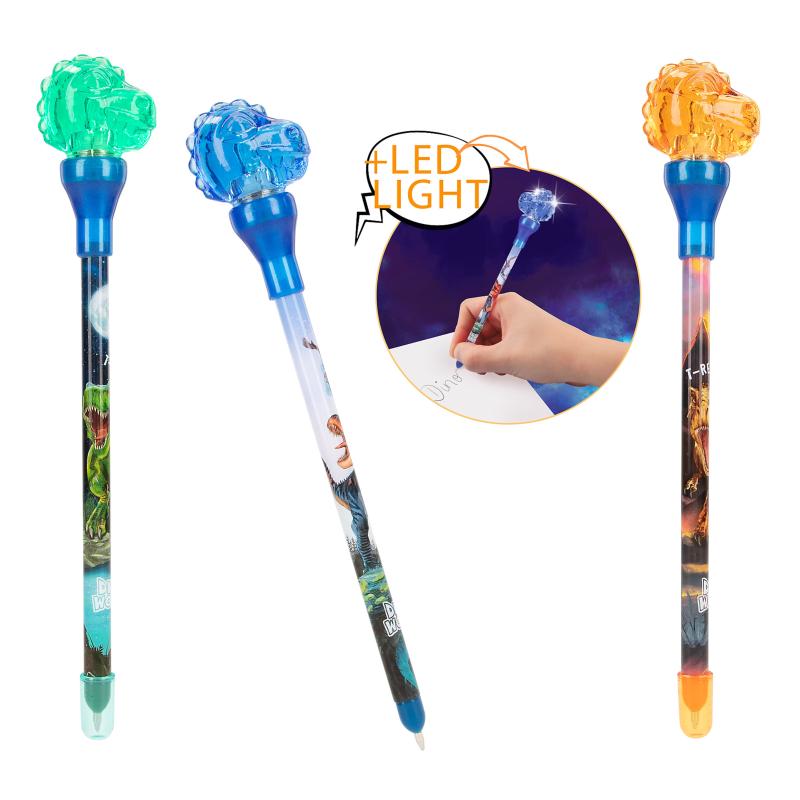 Dino World Kuglepen med lys ass. 1 stk.