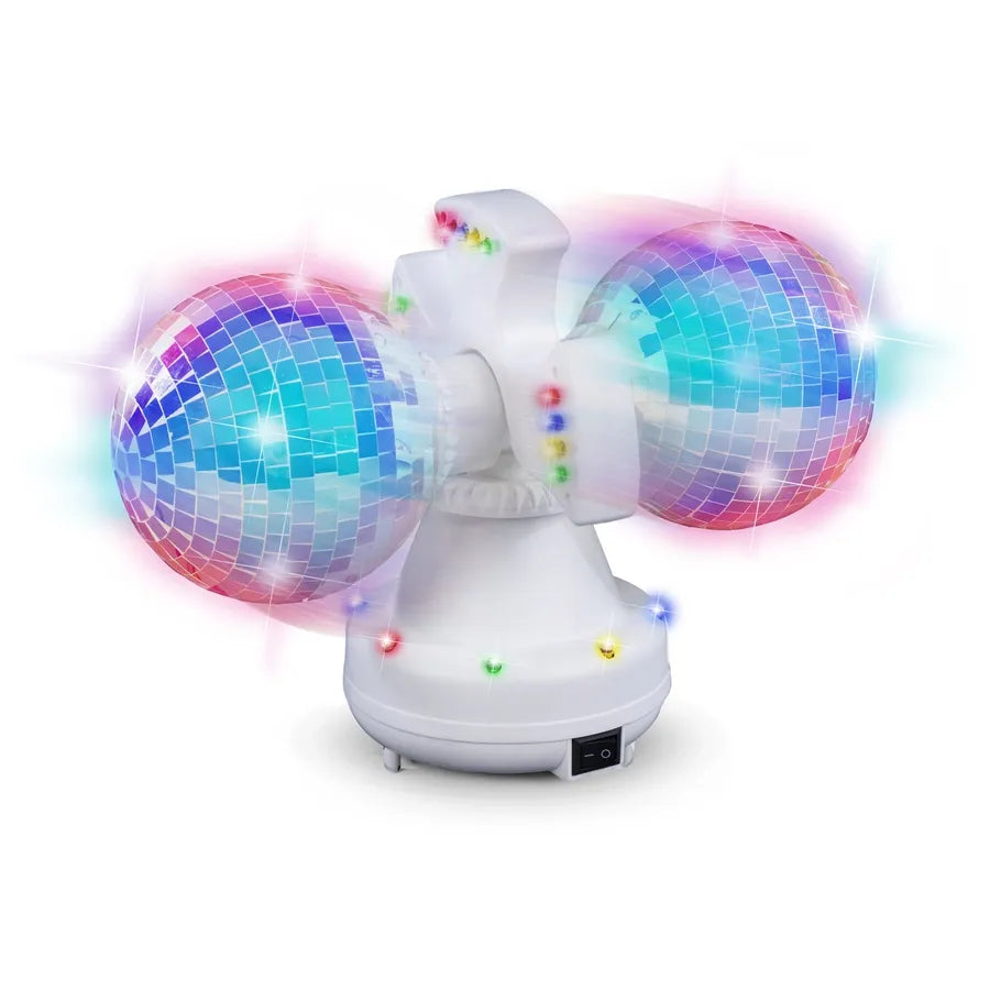 Twin Mirror Disco Ball med regnbuelys