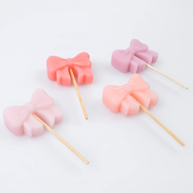 Meri Meri Kagelys 4 stk. Pink Bow