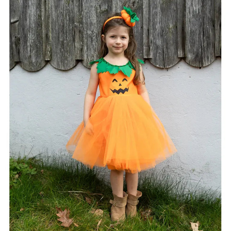 Great Pretenders Græskarkjole med hårbøjle str. 5-6 år