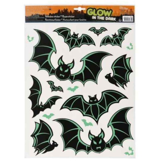 Halloween Vinduesstickers ass. 1 ark, Glow in the dark