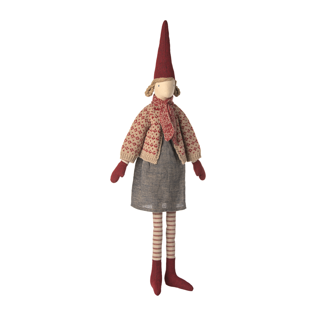 Maileg Nisse str. 4, Pige nederdel og cardigan