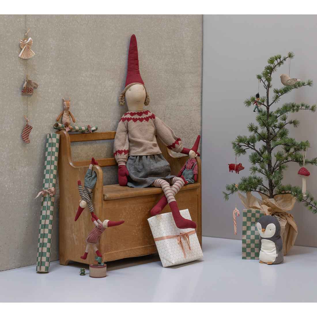 Maileg Nisse str. 1, Pige strikket kjole