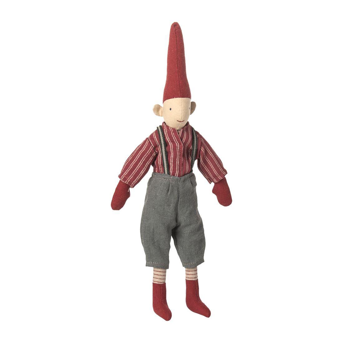 Maileg Nisse str. 2, Dreng rød skjorte