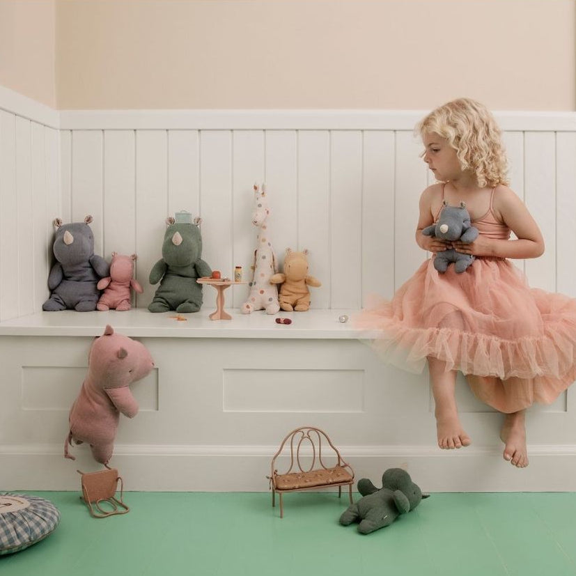 Maileg Safari Friends, Flodhest lille råhvid/gul