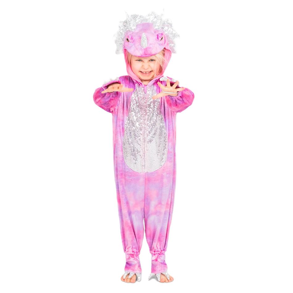 Den Goda Fen Dinosaurjumpsuit Pink Disco Triceratops str. 4-5 år