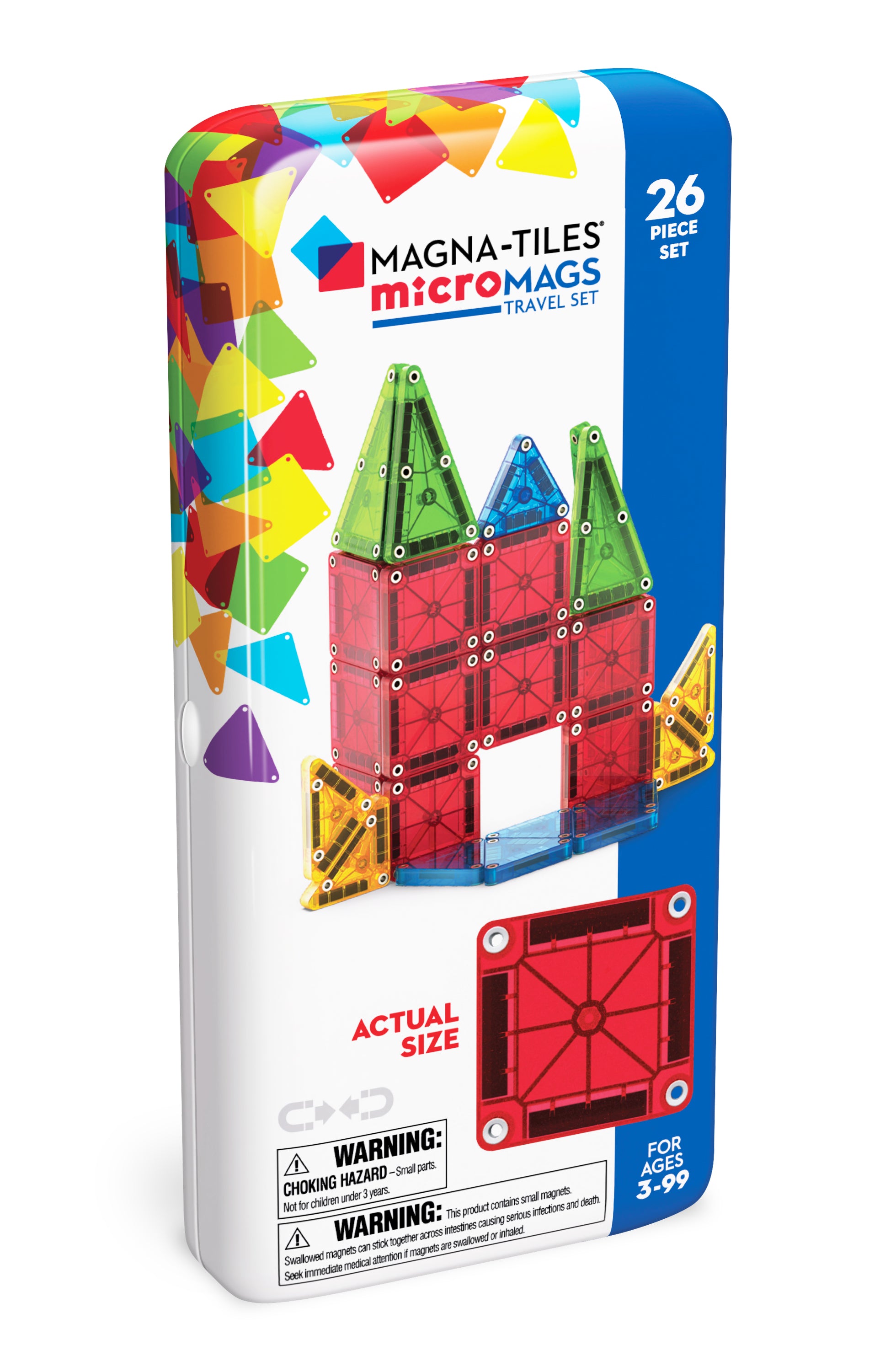 MAGNA-TILES microMAGS Rejsesæt i metalæske 26 stk.