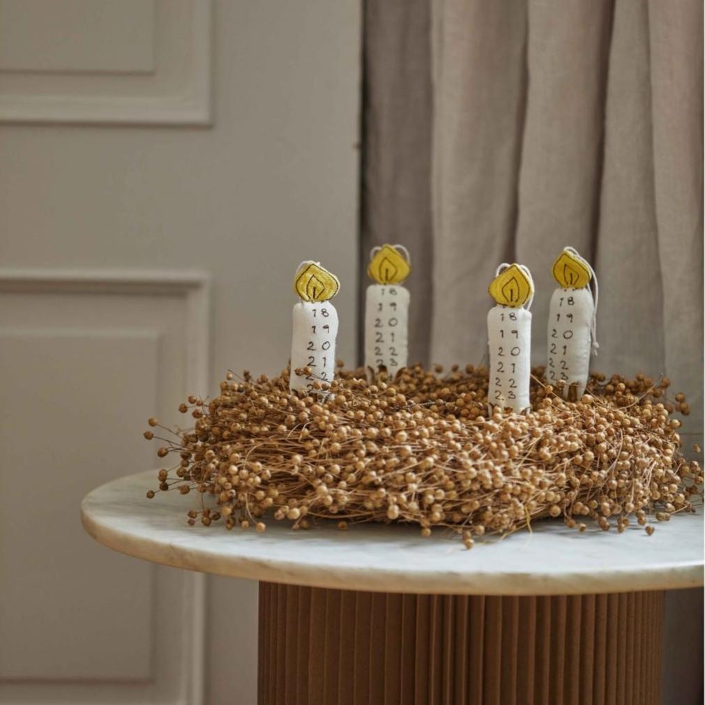 Blåmst Ophæng julelys i stof med broderi