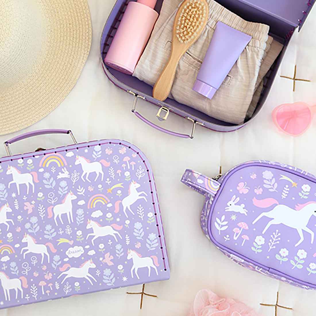 A Little Lovely Company Kuffert stor, Unicorn Dreams