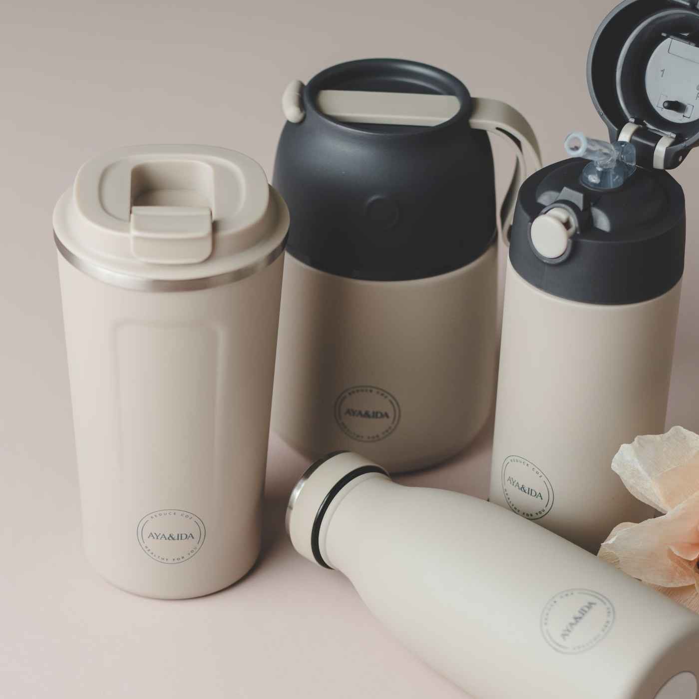 Aya & Ida Thermo Cup2Go 500 ml, Cream Beige