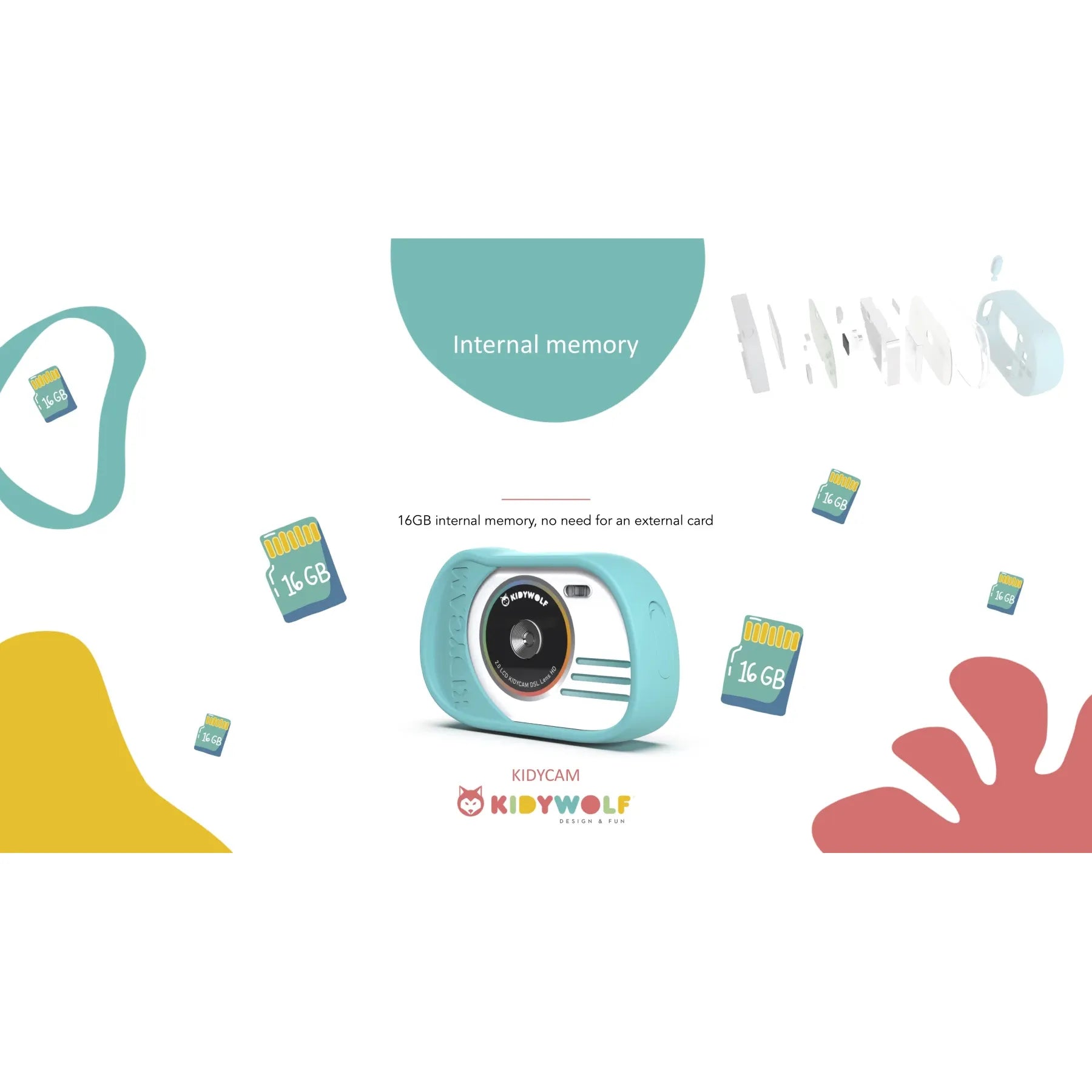 Kidywolf Børnekamera vandtæt, Gul