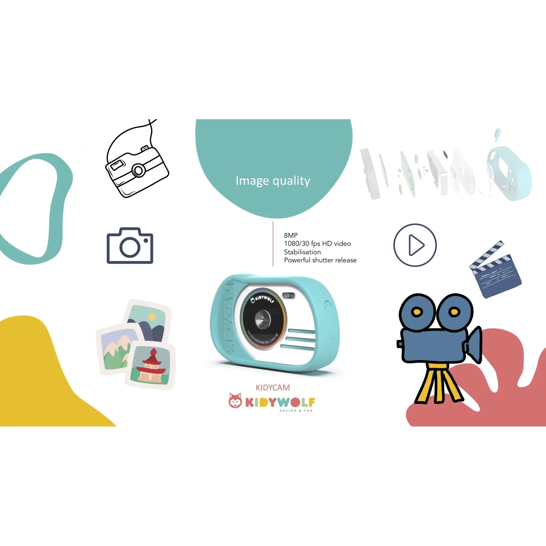 Kidywolf Børnekamera vandtæt, Pink