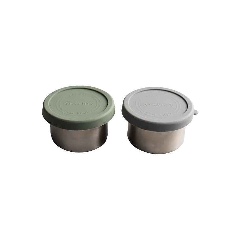 Aya & Ida Snack Containers 100 ml, Dark Grey / Tropical Green
